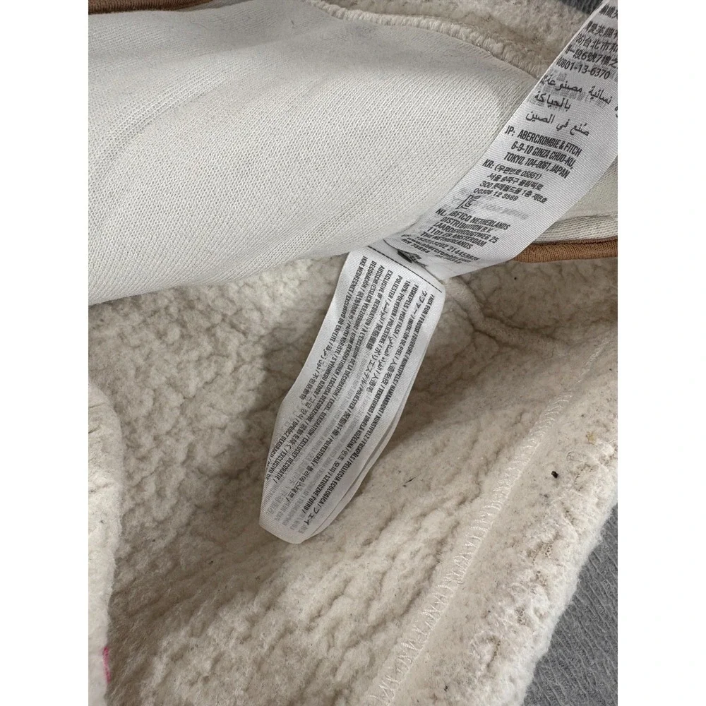 Abercrombie & Fitch SHERPA Full Zip Winter Jacket (Women's Small) White - Picture 11 of 12